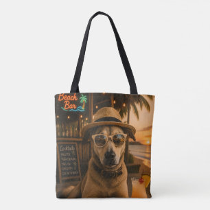 Funny Beach Dog Wall Art Printable Tote Bag