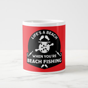Funny Beach Fishing Large Coffee Mug