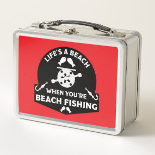 Funny Beach Fishing Metal Lunch Box