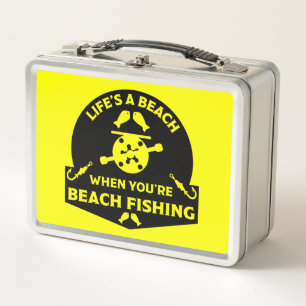 Funny Beach Fishing Metal Lunch Box