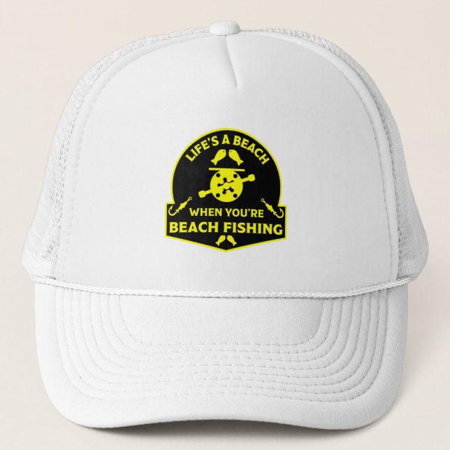 Funny Beach Fishing Trucker Hat (Front)
