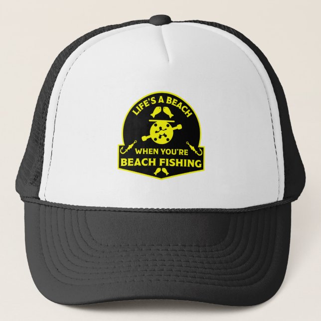 Funny Beach Fishing Trucker Hat (Front)