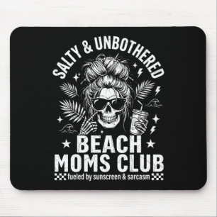 Funny beach mum club skeleton salty and unbothered mouse mat
