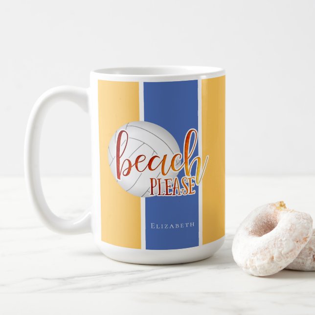 funny beach saying personalised girls' volleyball coffee mug (With Donut)