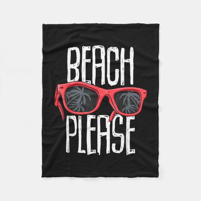 Funny beach sunglasses palm trees tropical fleece blanket (Front)