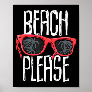 Funny beach sunglasses palm trees tropical poster