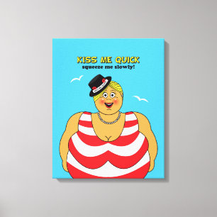 Funny Beach Theme Seaside Kiss Me Quick Woman Canvas Print