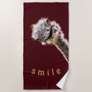 Funny Beach Towel Happy Ostrich - Choose Colour