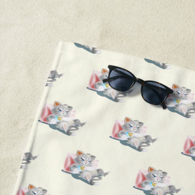 Funny Beach Towel with Baby Cats (In Situ)