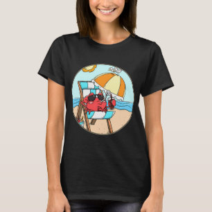 Funny Beach Vacation Umbrella Drink Crab Cartoon A T-Shirt