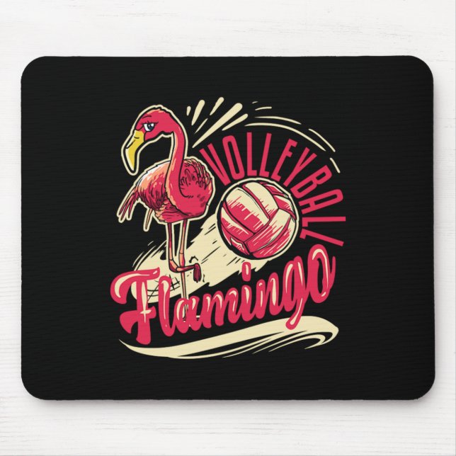 Funny Beach Vball Pink Flamingo Volleyball Mouse Mat (Front)