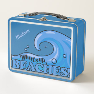 Funny Beach Wave custom name lunch boxes