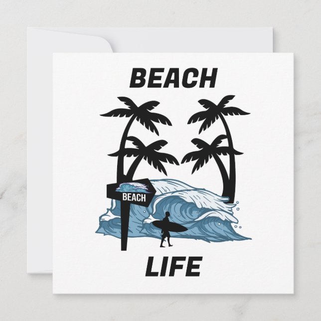 Funny Beach Wave Flat Card (Front)