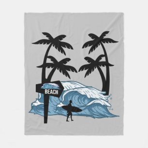 Funny Beach Wave Fleece Blanket