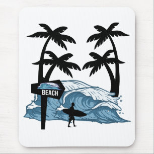 Funny Beach Wave Mouse Mat