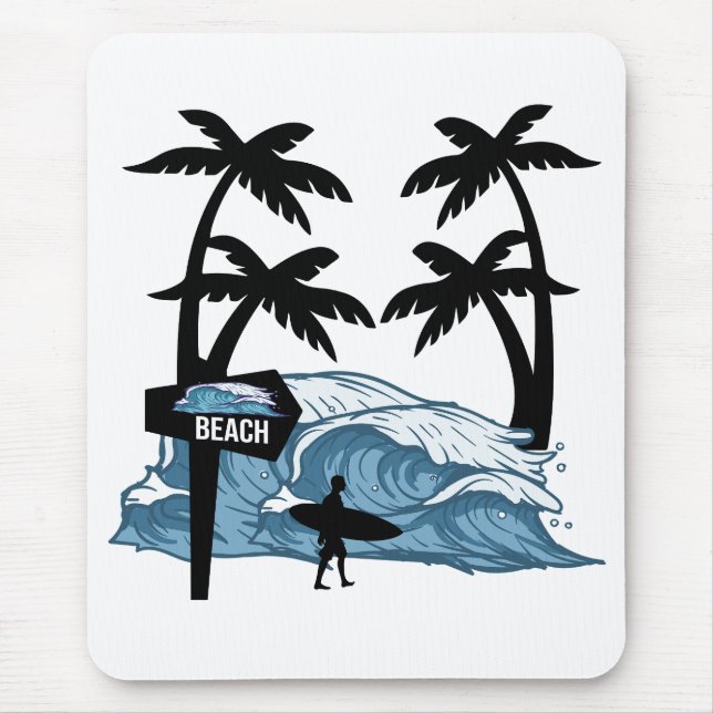 Funny Beach Wave Mouse Mat (Front)
