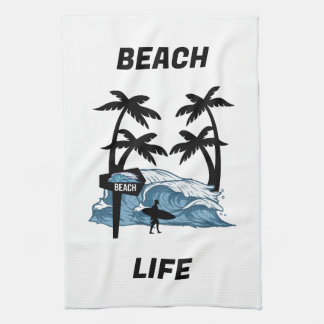 Funny Beach Wave Tea Towel
