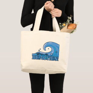 Funny Beach Wave tote bags