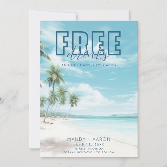 Funny Beach Wedding Photo Save the Date (Front)