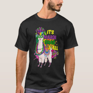 Funny Beads & Mask Mardi Gras Llama For Men Women T-Shirt