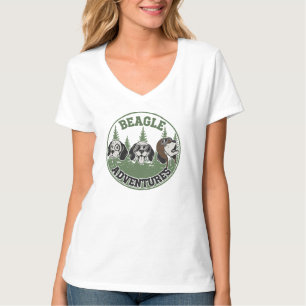 Funny Beagle Adventures Trio Retro Cartoon Dog T-Shirt