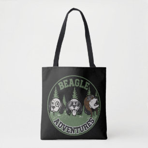 Funny Beagle Adventures Trio   Retro Cartoon Dog  Tote Bag
