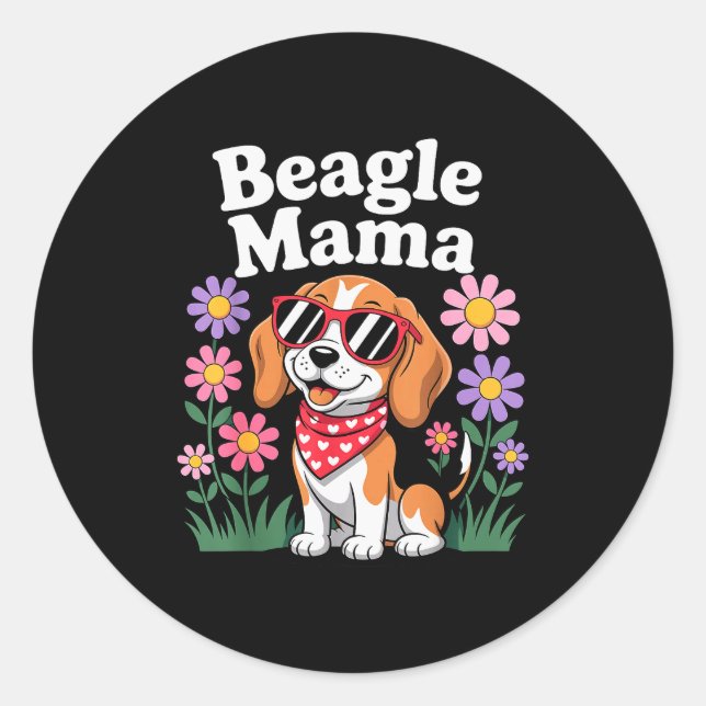 Funny Beagle Art For Women Girls Mum Beagle Dog Lo Classic Round Sticker (Front)