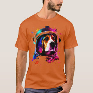 Funny Beagle Astronaut Dog in Outer Space Cosmic E T-Shirt