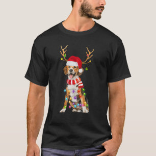 Funny Beagle Christmas 2021 Lights Santa Reindeer T-Shirt