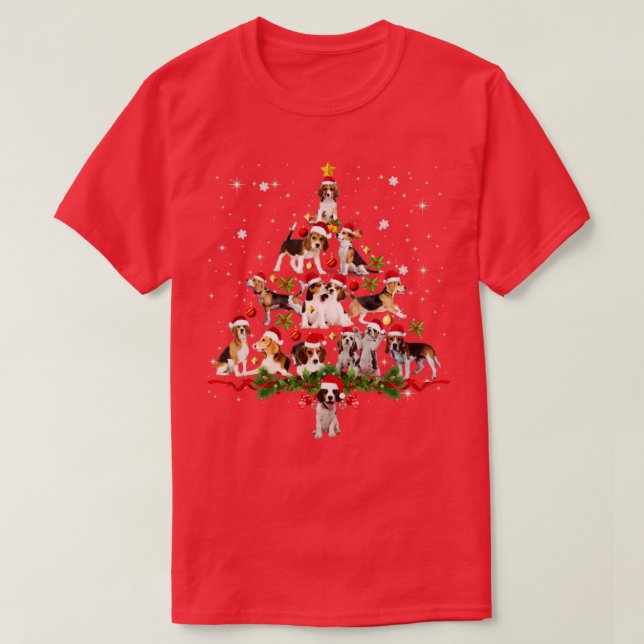 Funny Beagle Christmas Santa Hat Animal T-Shirt (Design Front)