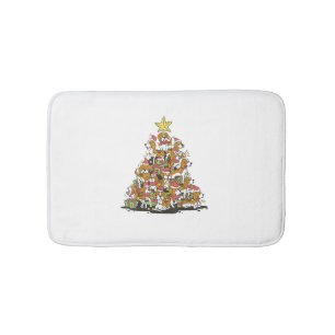 Funny beagle Christmas tree for beagle dog lovers  Bath Mat