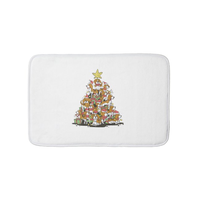 Funny beagle Christmas tree for beagle dog lovers  Bath Mat (Front)