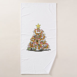 Funny beagle Christmas tree for beagle dog lovers  Bath Towel