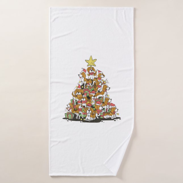 Funny beagle Christmas tree for beagle dog lovers  Bath Towel (Bath Towel)