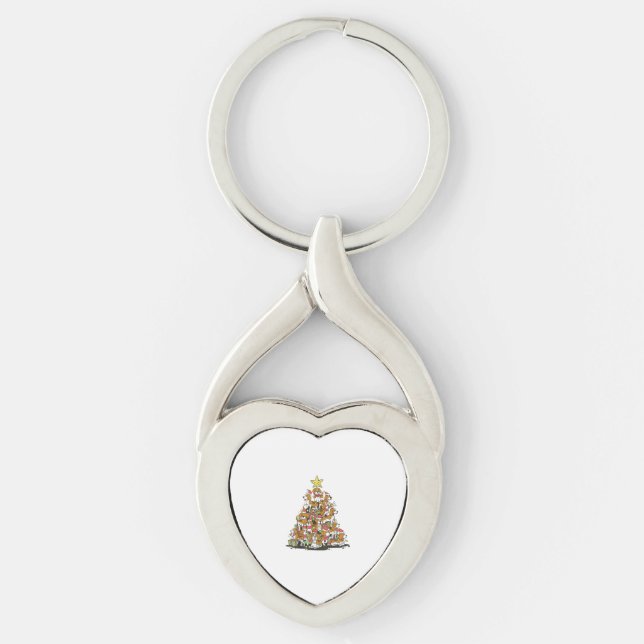 Funny beagle Christmas tree for beagle dog lovers  Key Ring (Front)
