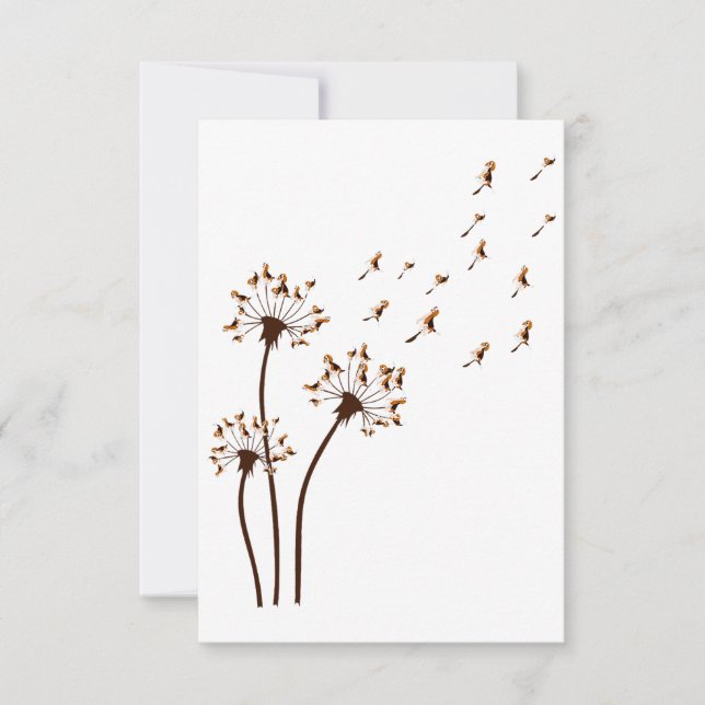 Funny Beagle Dandelions Beagle Dog  Thank You Card (Front)