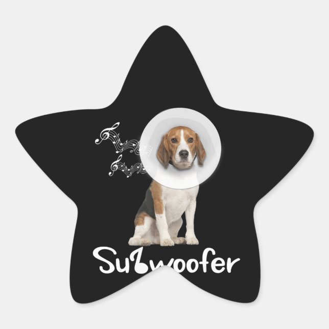 Funny Beagle Dog Lover Sub-Woofer Gift Star Sticker (Front)