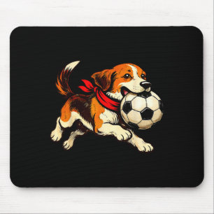Funny Beagle Dog Playing Soccer Game Day Mouse Mat
