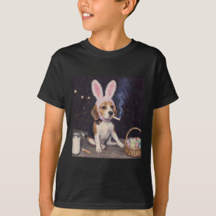 Funny Beagle Dog Retro Bunny Ears Smoking Easter E T-Shirt