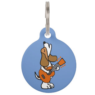 Funny Beagle Dog Singing and Playing Guitar Pet Tag