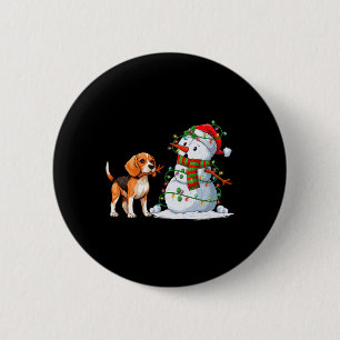 Funny Beagle Dog Snowman Christmas Tree Lights Xma 6 Cm Round Badge