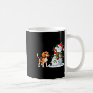 Funny Beagle Dog Snowman Christmas Tree Lights Xma Coffee Mug