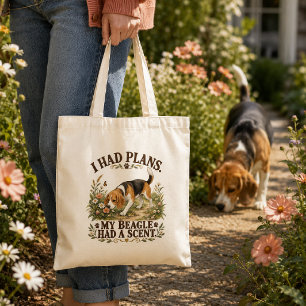 Funny Beagle I Had Plans Scent Hound Tote Bag