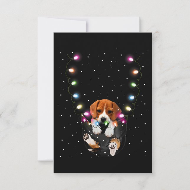 Funny Beagle In Pocket Santa Xmas Christmas Gift RSVP Card (Front)