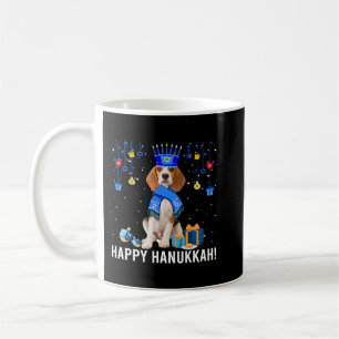 Funny Beagle Menorah Hat Christmas Happy Hanukkah Coffee Mug