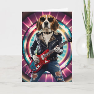 Funny Beagle Rock Star Card