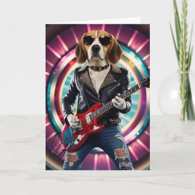 Funny Beagle Rock Star Card (Front)