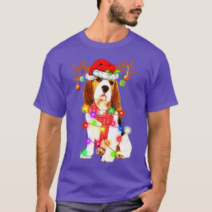 Funny Beagle Santa Hat Dog Reindeer Christmas Ligh T-Shirt