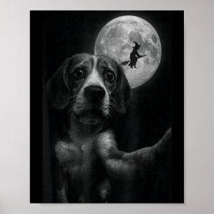 Funny Beagle Selfie Flying Witch Halloween Dog Poster