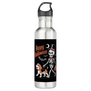 Funny Beagle Skeleton Dog Walking 710 Ml Water Bottle